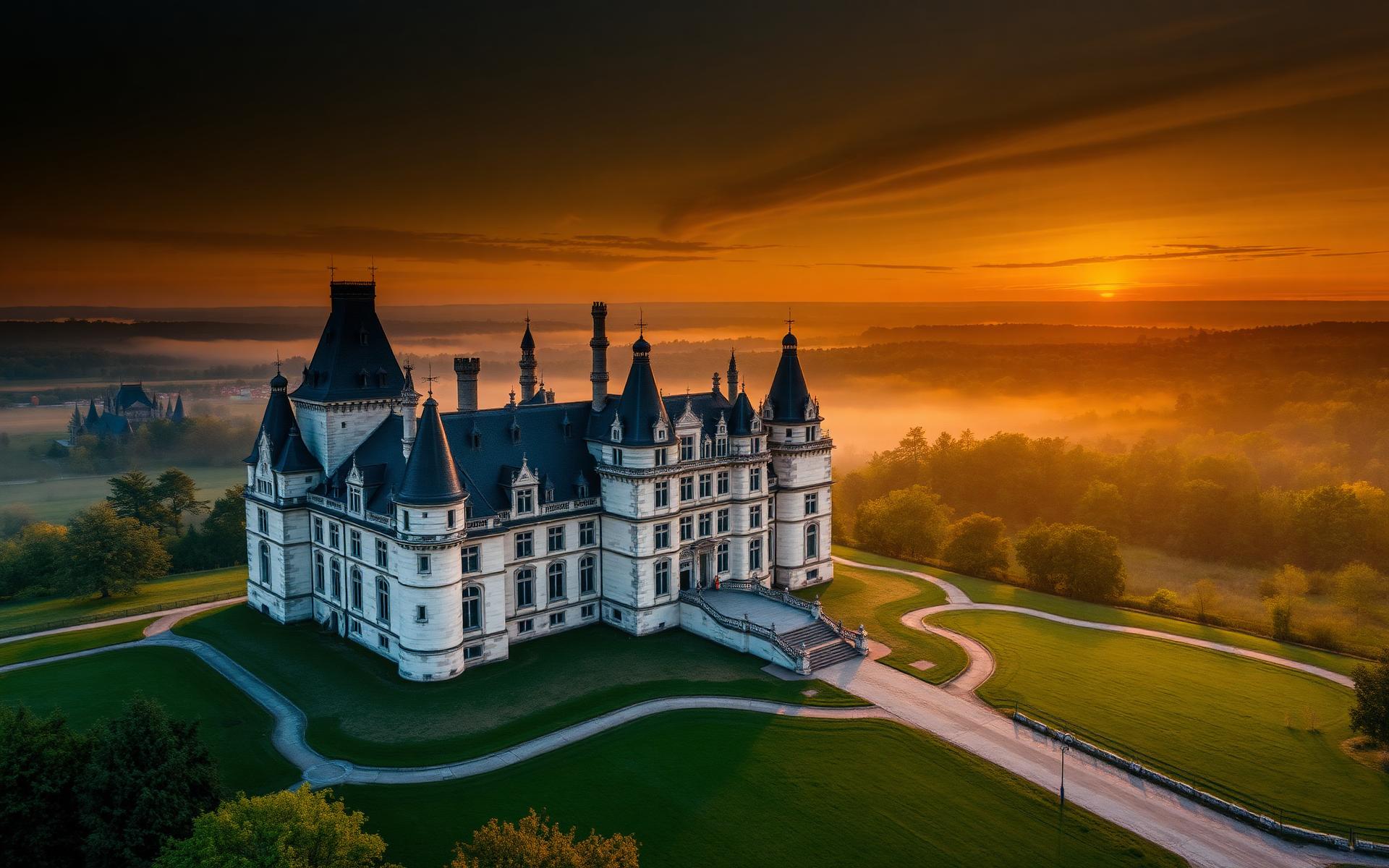 Château du Loir-et-Cher au lever du soleil dans le Val de Loire